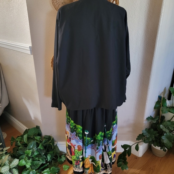 Starfire Vintage Paris Cafe Print Skirt Set SZ 12 - Picture 4 of 7